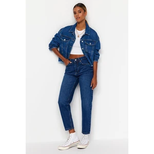 Trendyol Dark Blue High Waist Mom Jeans