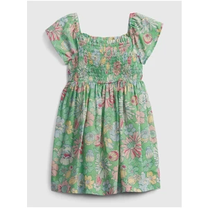 GAP Smocked Floral Šaty dětské Zelená