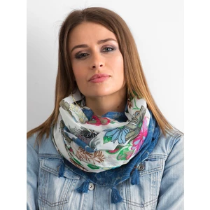 Blue shawl with floral print