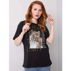 Black t-shirt with an animal print