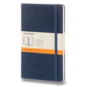 Moleskine - zápisník v tvrdých deskách - vel. L, 13 × 21 cm, linkovaný, modrý