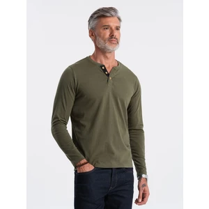 Ombre HENLEY men's neckline longsleeve - dark olive