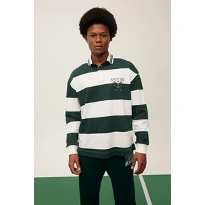 DEFACTO Boxy Fit Polo Collar Striped Polo T-Shirt