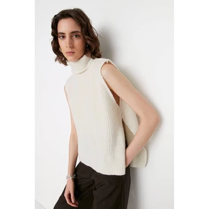 Trendyol Ecru Wool Slit Detailed Knitwear Sweater
