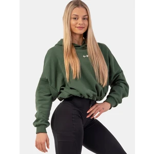 Nebbia Loose Fit Crop Hoodie Iconic Verde Închis M-L