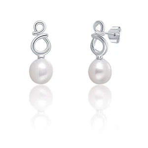 JwL Luxury Pearls Jemné stříbrné náušnice s pravými bílými perlami JL0683