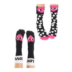 Mushi Love Pink Black Girl's Crewneck Socks 2 Pairs Set