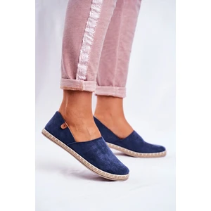 Women's velour espadrilles dark blue vulcano