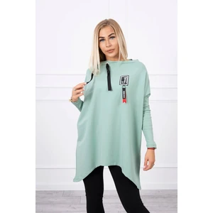 Oversize sweatshirt with asymmetrical sides dark mint