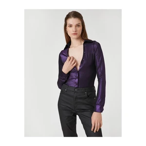 Koton Glittery Decollete Slim-fit Shirt