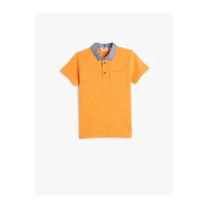 Koton Polo-Neck T-Shirt Short Sleeved One Pocket Detailed Cotton.