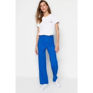 Trendyol Saks Straight High Waist Rib Stitched Woven Trousers