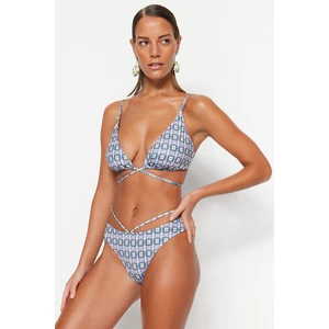 Trendyol Tile Patterned Piping High Leg Bikini Bottoms