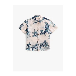 Koton Floral Short Sleeve Shirt with One Pocket Detailed