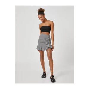 Koton Mini Skirt Viscose with Ruffles, Check, and Draped