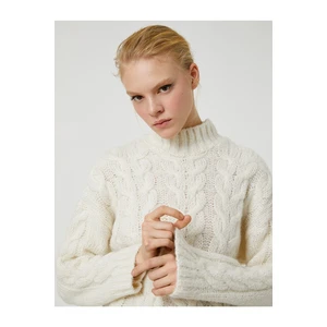 Koton Şahika Ercümen X - Half Turtleneck Sweater with a Braided Pattern