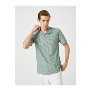 Koton Polo Neck T-Shirt, Slim Fit, Button Detailed Cotton.