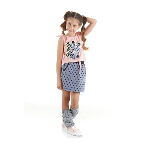 Mushi Panda Milkshake Girl Child Crop Top T-shirt Gray Skirt Set