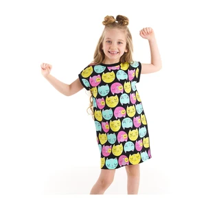 Denokids Cat Printed Girl's Cotton Dress