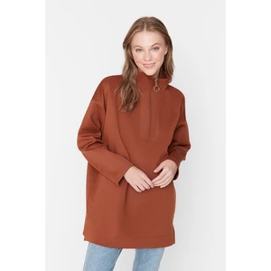 Trendyol Sweatshirt - Brown - Fitted