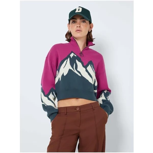 Blue-Pink Patterned Sweater Noisy May Peaks - Women