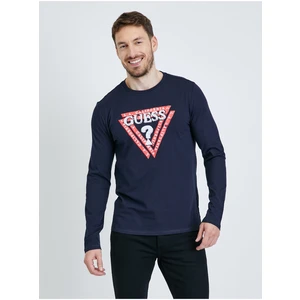 Dark Blue Men's Long Sleeve T-Shirt Guess Jasin - Men