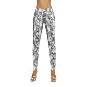 Bas Bleu Women's pants NAYA in snake print with a tie at the waist