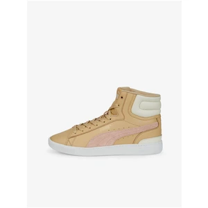 Beige Women's Ankle Leather Sneakers Puma Vikky V3 - Women