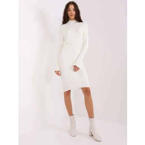 Ecru knitted dress with bell sleeves