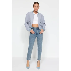 Trendyol Midnight Blue More Sustainable High Waist Slim Mom Jeans