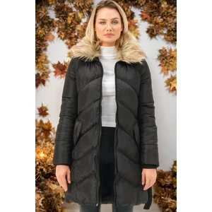 Z6767 DEWBERRY WOMEN'S COAT-PLAIN BLACK