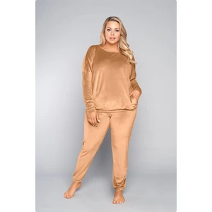 Women's Juga set, long sleeves, long trousers - camel