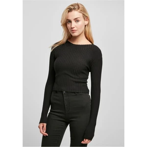 Women's sweater with short rib knit on the back, black