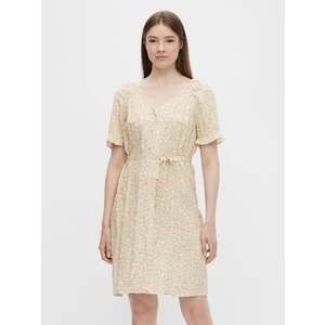 Cream Floral Dress with Tie Pieces Timberly - Women