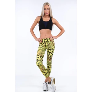 Yellow sports leggings with leopard print