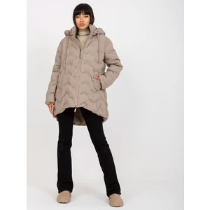 Beige winter jacket with hood