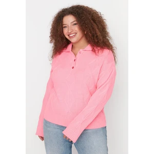 Trendyol Curve Plus Size Sweater - Pink - Regular fit