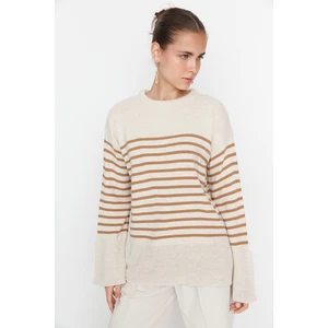 Trendyol Stone Oversize Striped Knitwear Sweater