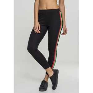 Ladies 3-Tone Tape Leggings black/firered/green