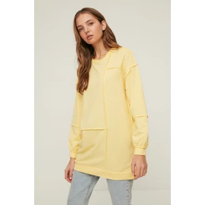 Trendyol Yellow Crew Neck Stitch Detail Knitted Sweatshirt