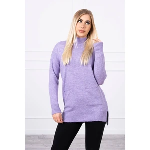 Sweater with stand-up collar purple