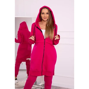 Insulated set with long sweatshirt in fuchsia color