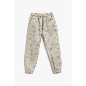 Koton Boy's Tie Waist Pocket Dinosaur Patterned Jogger Pants