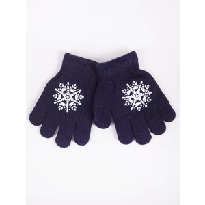 Yoclub Kids's Girls' Five-Finger Gloves RED-0012G-AA5A-007 Navy Blue