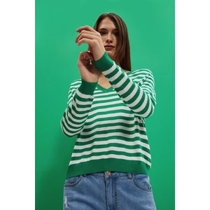 WOMEN'S SWEATER L-SW-4004 OFF WHITE_GREEN