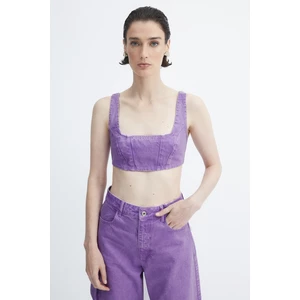 Trendyol X Zeynep Tosun Purple Acid Wash Detailed Denim Bustier