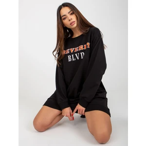 Black cotton sweatshirt with print