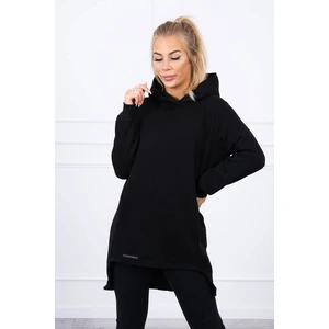 Insulated sweatshirt with longer back black