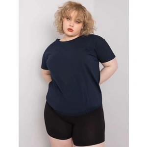 Dark blue cotton blouse plus size