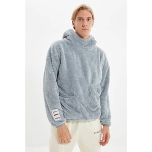 Trendyol Gray Unisex Plush Oversize Sweatshirt